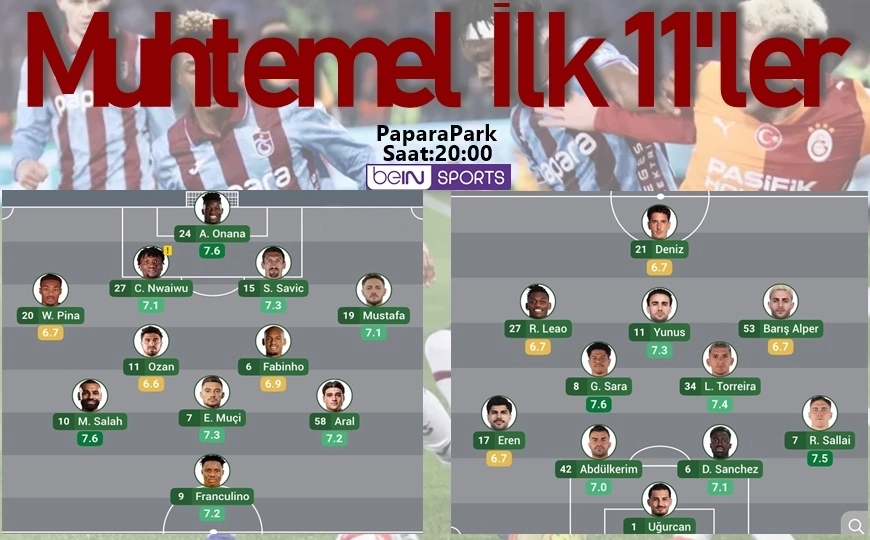 İşte ilk 11 ler