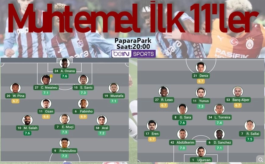 İşte ilk 11 ler